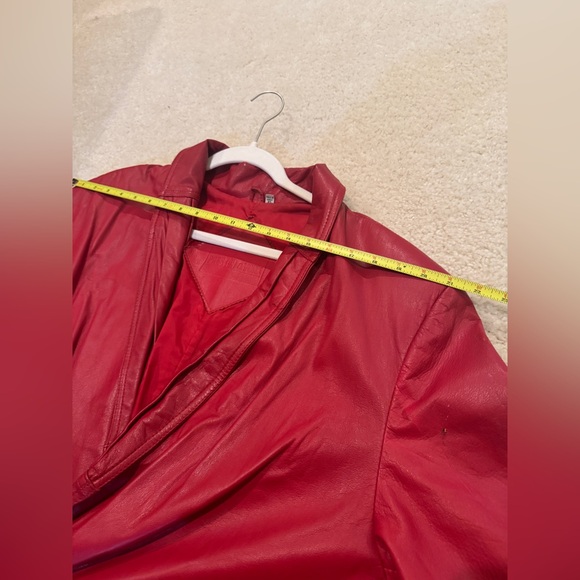 Y2K Preston & York Geniune  leather  full length Chrismats Red  jacket XL - Picture 14 of 14